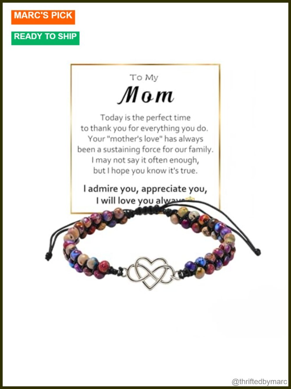 Infinity Love Heart Bracelet Adjustable Natural Beaded Stretch Bracelet